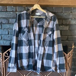 Tilly’s Lavender and Charcoal Gray Button Flannel